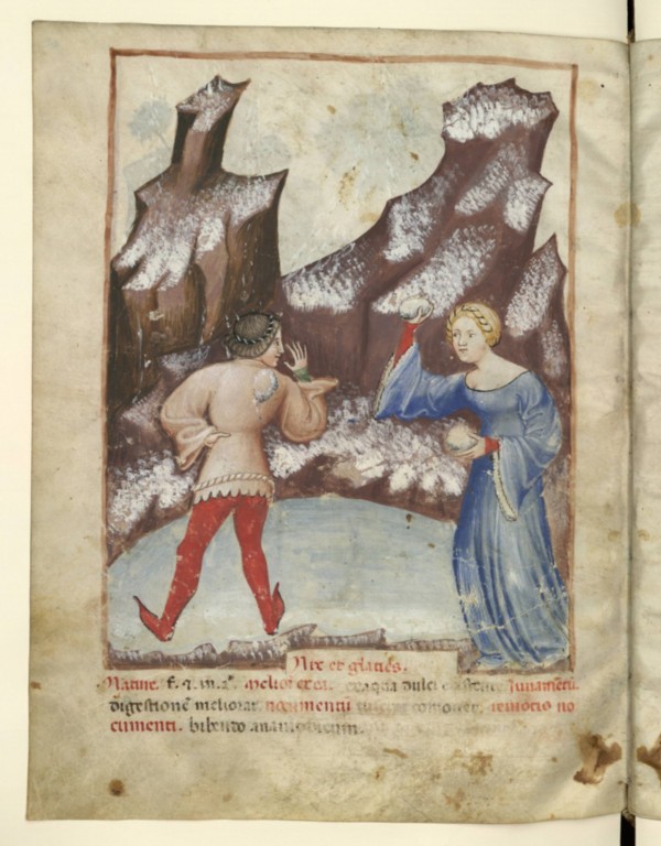 snowballs Climate-snow-and-ice-Tacuinum-Sanitatis-c.-1390-1400